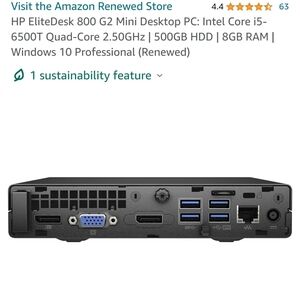 HP EliteDesk 800 G2 Desktop Mini PC, Intel Core i5 6500T 2.5Ghz, 16GB DDR4 RAM,